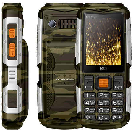 Мобильный телефон BQ BQ-2430 Tank Power, 2.4″ 320x240 TN, 32Mb RAM, BT, 2-Sim, 4000 мА·ч, камуфляж/серебристый (85955788) 970046809