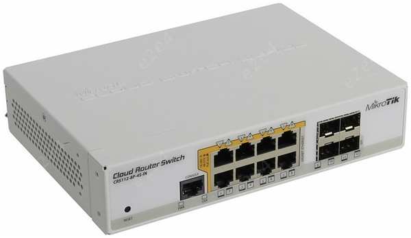 Коммутатор MikroTik Cloud Router Switch 112-8P-4S-IN, управляемый, кол-во портов: 8x1 Гбит/с, SFP 4x1 Гбит/с, установка в стойку, PoE: 8x30Вт (макс. 150Вт) (CRS112-8P-4S-IN)