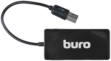 Концентратор BURO BU-HUB4-U2.0-Slim, 4xUSB 2.0, черный (BU-HUB4-U2.0-Slim) 970114592