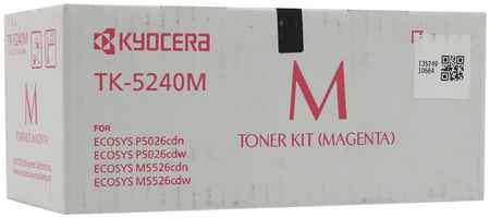 Картридж лазерный Kyocera TK-5240M/1T02R7BNL0, пурпурный, 3000 страниц, оригинальный для Kyocera P5026cdn/cdw, M5526cdn/cdw