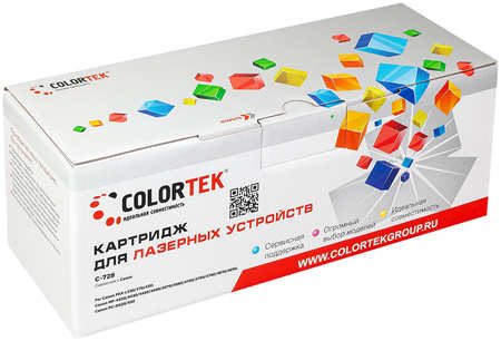 Картридж лазерный Colortek CT-728 (728), 2100 страниц, совместимый для Canon FAX-L150/FAX-L170/FAX-L410/MF-4410/MF-4430/MF-4450/MF-4550/MF-4570/MF-4580/MF-4730/PC-D520/PC-D550 без чипа