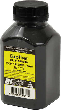 Тонер Hi-Black, бутыль 40 г, черный, совместимый для Brother Brother HL-1110/1210/DCP-1510/MFC-1810 (99122149006) 970133983