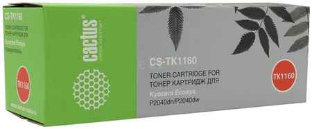 Картридж лазерный Cactus CS-TK1160 (TK-1160/1T02RY0NL0), черный, 7200 страниц, совместимый, для Kyocera Ecosys P2040dn/P2040dw 970157440