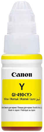 Чернила Canon GI-490 Y, 70 мл, желтый, оригинальные для Canon PIXMA G1400 / G2400 / G3400 (0666C001) 970166738