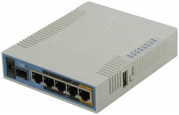 Wi-Fi роутер Mikrotik RouterBOARD hAP AC 802.11ac 2.4/5GHz, 4UTP 10/100/1000Mbps, WAN, SFP, 2.5dBi, USB (RB962UiGS-5HacT2HnT) 970179099