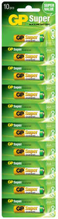 Батарея GP Super 24A-B10, AAA, 1.5V 10шт 970181056