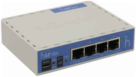 Wi-Fi роутер MikroTik hAP lite classic (RB941-2nD), 802.11n, 2.4 ГГц, LAN 4x100 Мбит/с, внутренних антенн: 2 x1.5dBi
