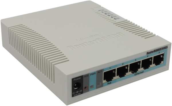 Коммутатор MikroTik RouterBoard 260GS, управляемый, кол-во портов: 5x1 Гбит/с, SFP 1x1 Гбит/с (RB260GS/CSS106-5G-1S) 970274505