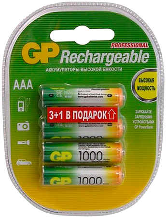 Аккумулятор GP Professional 100AAAHC3/1-2CR4, AAA, 1.2V 1 А·ч, 4 шт