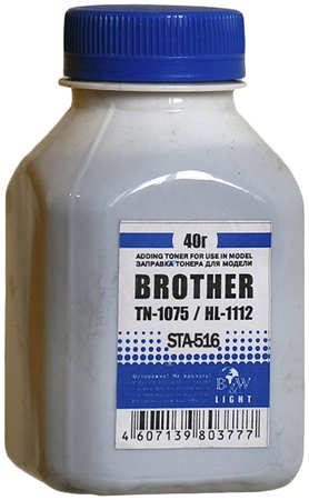 Тонер B&W STA-516, бутыль 40 г, черный, совместимый для Brother Brother TN-1075 / 1070 / 1060 / 1050 / 1040 / 1030 / 1020 / 1010 / 1000 HL-1112 / 1110 / 1111 / 1118 970292617