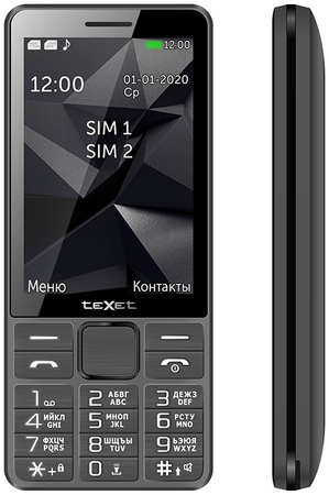 Мобильный телефон teXet TM-D324, 3.5″ 480x320, 32Mb RAM, 32Mb, BT, 1xCam, 2-Sim, 4100 мА·ч, micro-USB, серый 970329580