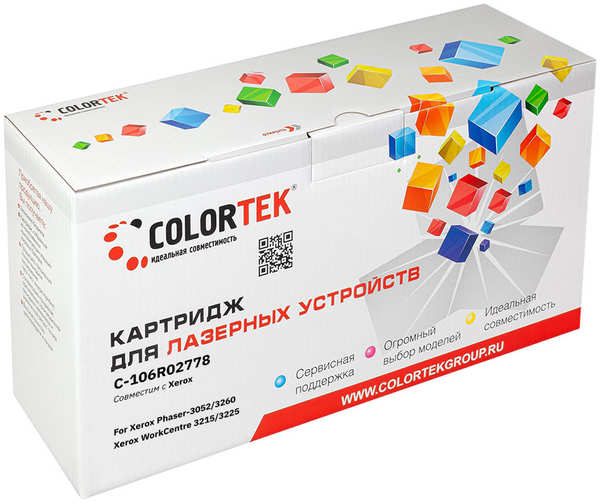 Картридж лазерный Colortek CT-106R02778 (106R02778), черный, 3000 страниц, совместимый для Xerox Phaser 3052/WorkCentre 3215/3225/3260 970339754