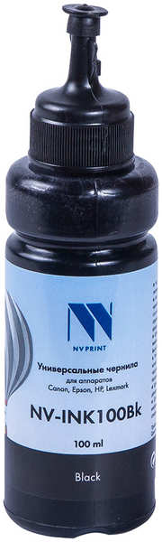Чернила NV-Print, 100 мл, черный, совместимые, водные для Сanon/Epson/НР/Lexmark (NV-INK100UBk) 970345594