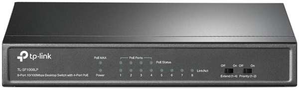 Коммутатор TP-LINK TL-SF1008LP, кол-во портов: 8x100 Мбит/с, PoE: 4шт.x15.4Вт (макс. 41Вт) (TL-SF1008LP)