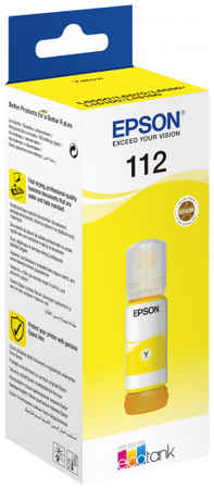 Чернила Epson 112, 70 мл, желтый, оригинальные для Epson L6550/L6570/L6580/ L15150/L15160 (C13T06C44A) 970379051
