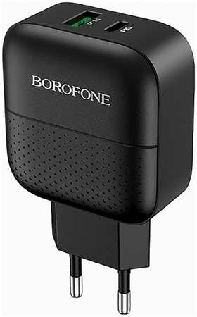 Сетевое зарядное устройство Borofone BA46A 18W, 2USB, USB type-C, Quick Charge, PD, 3A, черный 970522287