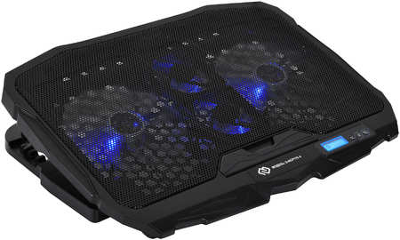 Охлаждающая подставка для ноутбука 17″ Digma D-NCP170-4, вентилятор: 2x70mm, 2x125mm, синяя подсветка, 2xUSB, металл, пластик, (D-NCP170-4)