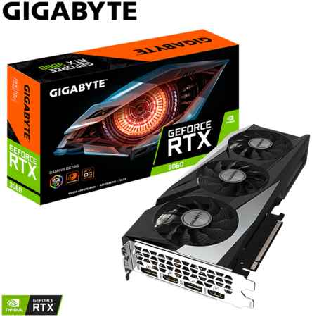 Видеокарта GIGABYTE NVIDIA GeForce RTX 3060 GAMING OC, 12Gb DDR6, 192 бит, PCI-E, 2HDMI, 2DP, Retail (GV-N3060GAMING OC-12GD 2.0) 970547499