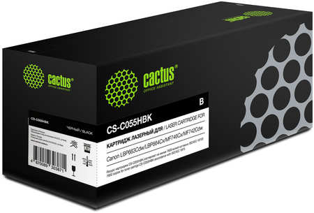 Картридж лазерный Cactus CS-C055HBK (055HBK/3020C002), черный, 7600 страниц, совместимый для Canon LBP663Cdw/LBP664Cx/MF746Cx/MF742Cdw/MF744Cdw 970561370