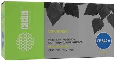 Картридж лазерный Cactus CS-CB542A (CB542A), 1400 страниц, совместимый, для CLJ CP1215 / CP1515n / CM1312 / CM1312nfi