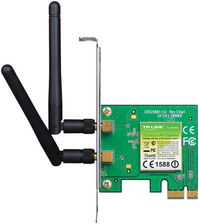 Адаптер Wi-Fi TP-LINK TL-WN881ND, 802.11n, 2.4 ГГц, до 300 Мбит/с, 20 дБм, PCI-E, внешних антенн: 2x2 дБи (TL-WN881ND)