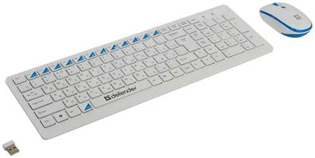 Клавиатура + мышь Defender Skyline 895 Nano, беспроводная, USB, белый 970653579