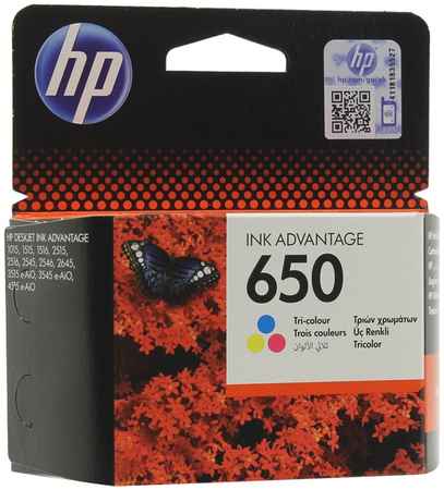 Картридж струйный HP 650 (CZ102AE), голубой/пурпурный/желтый, оригинальный, ресурс 200 страниц, для HP Deskjet Ink Advantage 2515 / 3545 4515 / 1015 / 1515 / 2545 / 2645 / 3515 / 4645 970744070