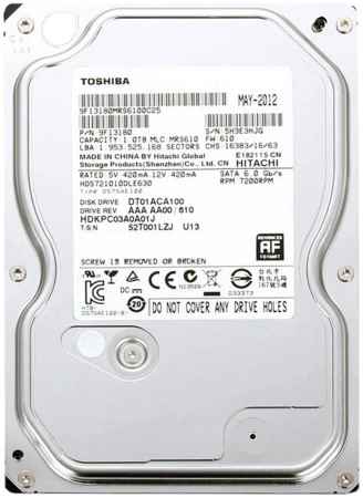 Жесткий диск (HDD) Toshiba 1Tb, 3.5″, 7200rpm, 32Mb, SATA3 (DT01ACA100) 970758834