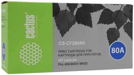 Картридж лазерный Cactus CS-CF280AS (CF280A), черный, 2700 страниц, совместимый, для LJP 400 MFP M425dn / MFP M425dw / M401dne / M401a / M401d / M401dn / M401dw 970786755