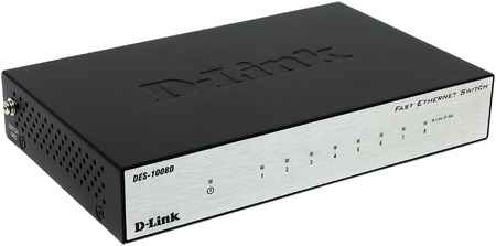 Коммутатор D-link DES-1008D, кол-во портов: 8x100 Мбит/с (DES-1008D/L2B) 9708324