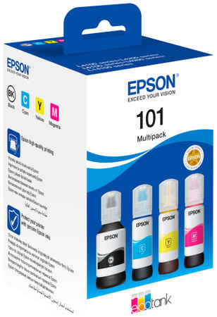 Чернила Epson L101, 4 шт., голубой/пурпурный/желтый/черный, оригинальные для Epson L4150/4160/L6160/L6170/L6190 (C13T03V64A) 9708431133