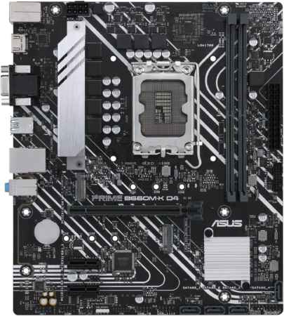 Материнская плата ASUS PRIME B660M-K D4, Socket1700, Intel B660, 2xDDR4, PCI-Ex16, 4SATA3, 7.1-ch, GLAN, 6 USB 3.2, VGA, HDMI, mATX, Retail