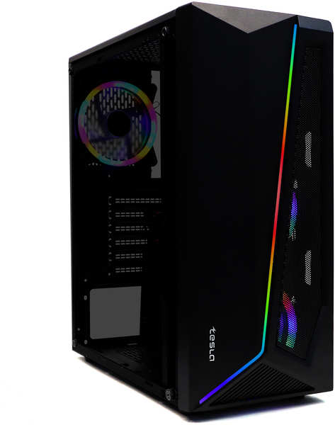 Корпус TESLA TSL-100, ATX, Midi-Tower, USB 3.0, RGB подсветка, без БП (TSL-100-4FB-RGB)