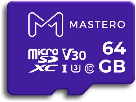 Карта памяти 64Gb microSDXC Mastero Class 10 UHS-I U3 V30 A1 + адаптер (MB-64-MSD) 9708647123