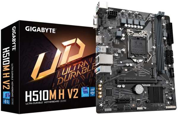 Материнская плата GIGABYTE H510M H V2, Socket1200, Intel H470, 2xDDR4, PCI-Ex16, 4SATA3, 7.1-ch, GLAN, 4 USB 3.2, VGA, HDMI, mATX, Retail 9708647774