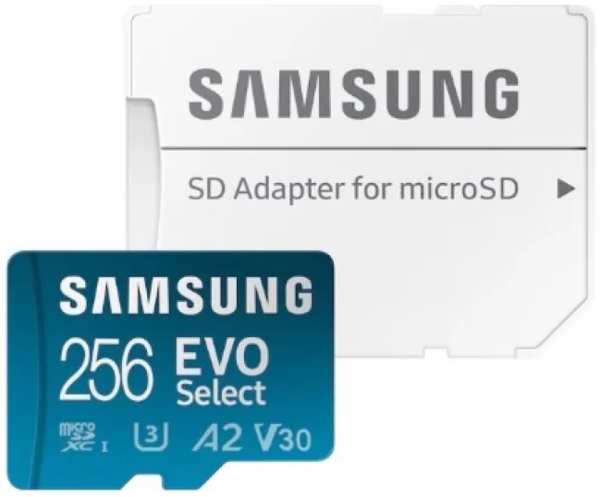 Карта памяти 256Gb microSDXC Samsung EVO Select Class 10 UHS-I U3 V30 A2 + адаптер (MB-ME256KA/AM)