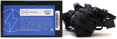 Блок питания 800 Вт ATX Mastero K800, 120 мм, 80 Plus, Retail (K800-120BFV1) 9708660490