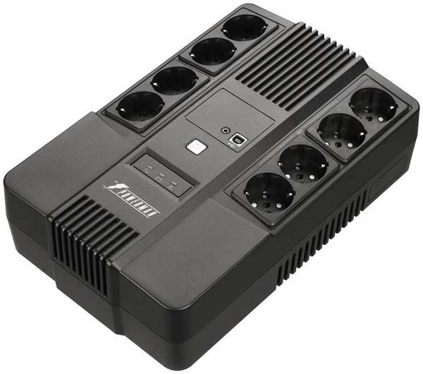 ИБП Powerman Brick 650 PLUS , 650 VA, Schuko, RJ45, розеток - 8, USB, черный (6188709) 9708664632