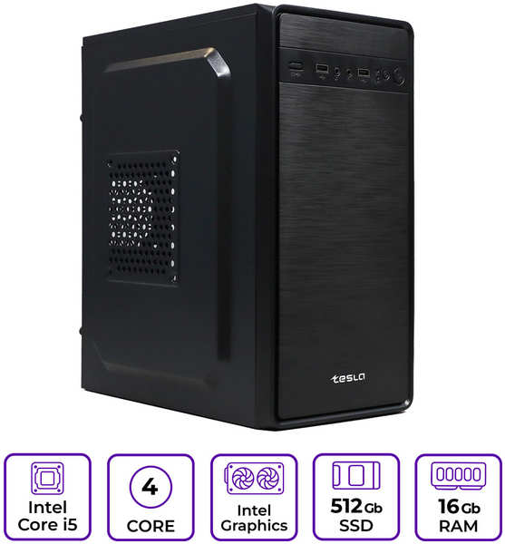 Mastero PC Системный блок Mastero Middle OT13, Intel Core i5 4570 3.2 ГГц, 16Gb RAM, 512Gb SSD HD Graphics, DOS, (OT13-I4570-16S512)