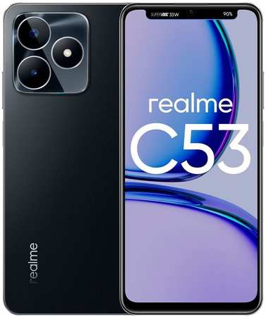 Смартфон Realme C53, 6.74″ 720x1600 IPS, Unisoc T612, 6Gb RAM, 128Gb, 3G/4G, NFC, Wi-Fi, BT, 2xCam, 2-Sim, 5000 мА?ч, USB Type-C, Android 13, черный (631011000231) 9708688264