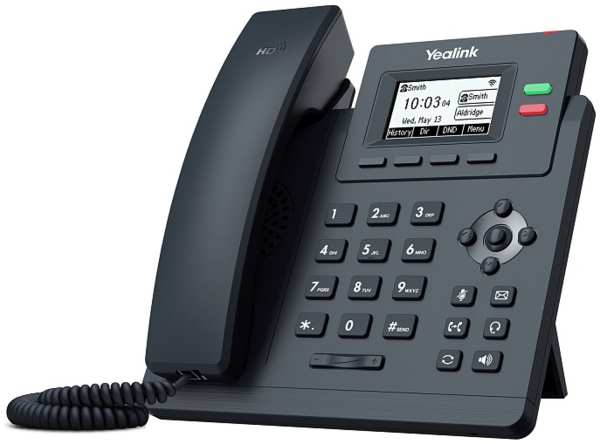 VoIP-телефон Yealink SIP-T31W, 2 линии, 2 SIP-аккаунта, монохромный дисплей, PoE, (SIP-T31W)