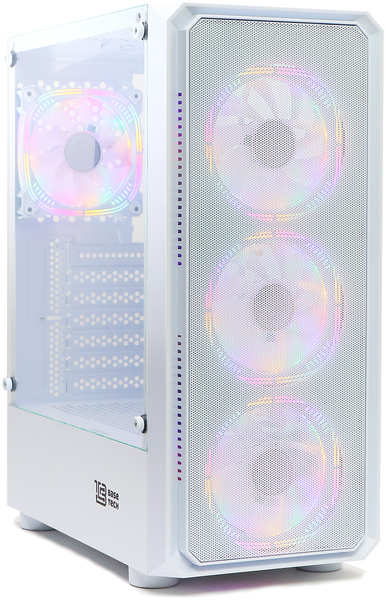 Корпус BaseTech eXtreme GFX-03, ATX, Midi-Tower, USB 3.0, RGB подсветка, белый, без БП (BT-GFX-03W-MESH-4F-RGB) 9708740199