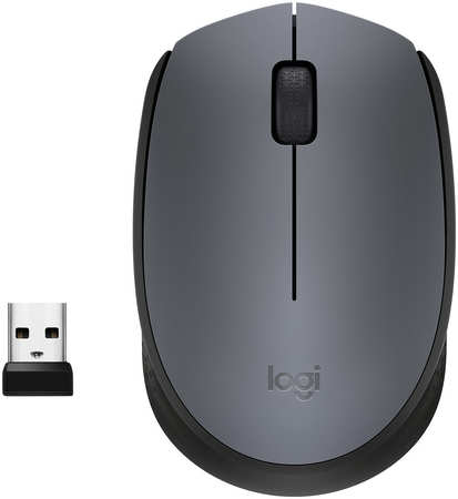 Мышь беспроводная Logitech M170, 1000dpi, оптическая светодиодная, USB, черный/серый (910-004646) 9708817235