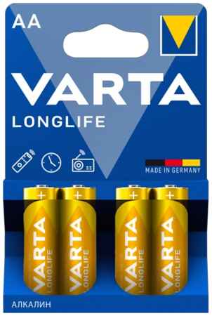 Батарея Varta Longlife, AA (LR6-20F), 1.5V, 4шт. (04106101414) 9708824537