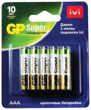 Батарея GP Super Alkaline, AAA (LR03/24А), 1.5V, 10шт. (17414) 9708824550