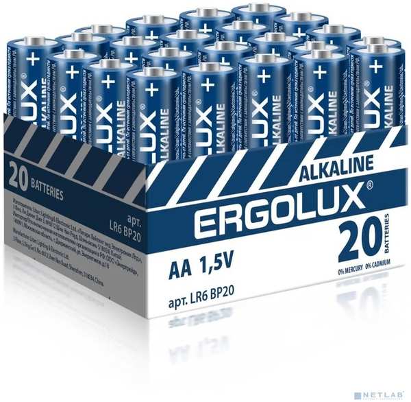 Батарея Ergolux AA (LR6-20F), 1.5V, 20шт. (14675)