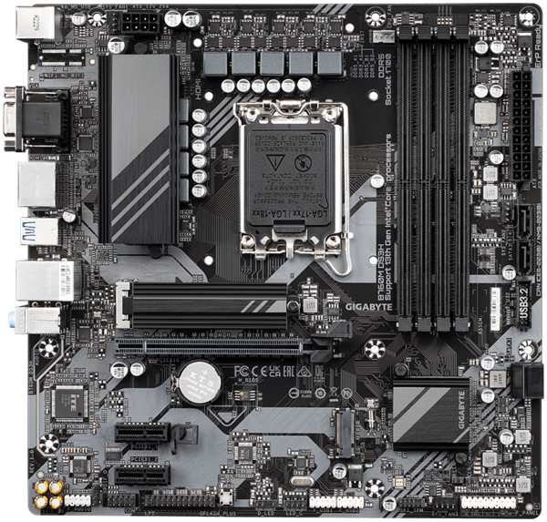 Материнская плата GIGABYTE B760M DS3H, Socket1700, Intel B760, 4xDDR5 DIMM, PCI-Ex16, 4SATA3, 7.1-ch, 2.5GLAN, 5 USB 3.2, 1 USB Type-C, VGA, HDMI, DP, mATX, Retail