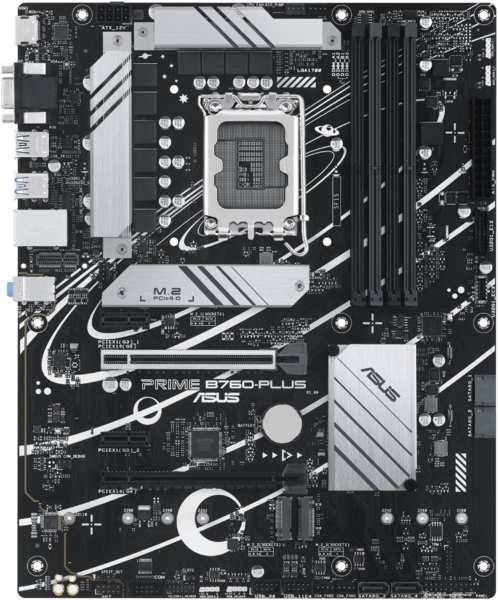 Материнская плата ASUS PRIME B760-PLUS, Socket1700, Intel B760, 4xDDR5 DIMM, 2PCI-Ex16, 4SATA3, 7.1-ch, 2.5GLAN, 5 USB 3.2, 2 USB Type-C, VGA, HDMI, DP, ATX, Retail