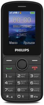 Мобильный телефон Philips E2101, 1.77″ 160x128 TFT, BT, 2-Sim, 1000 мА·ч, micro-USB, черный (CTE2101BK/00) 9708869540