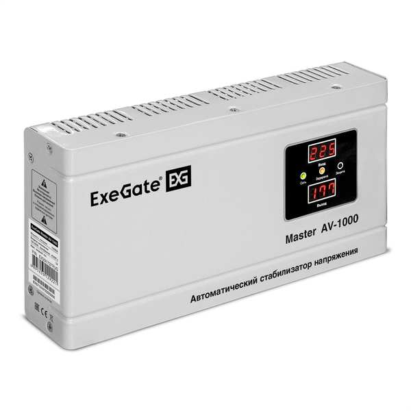 Стабилизатор напряжения EXEGATE Master AV-1000, 1000 VA, EURO, белый (EX291737RUS)